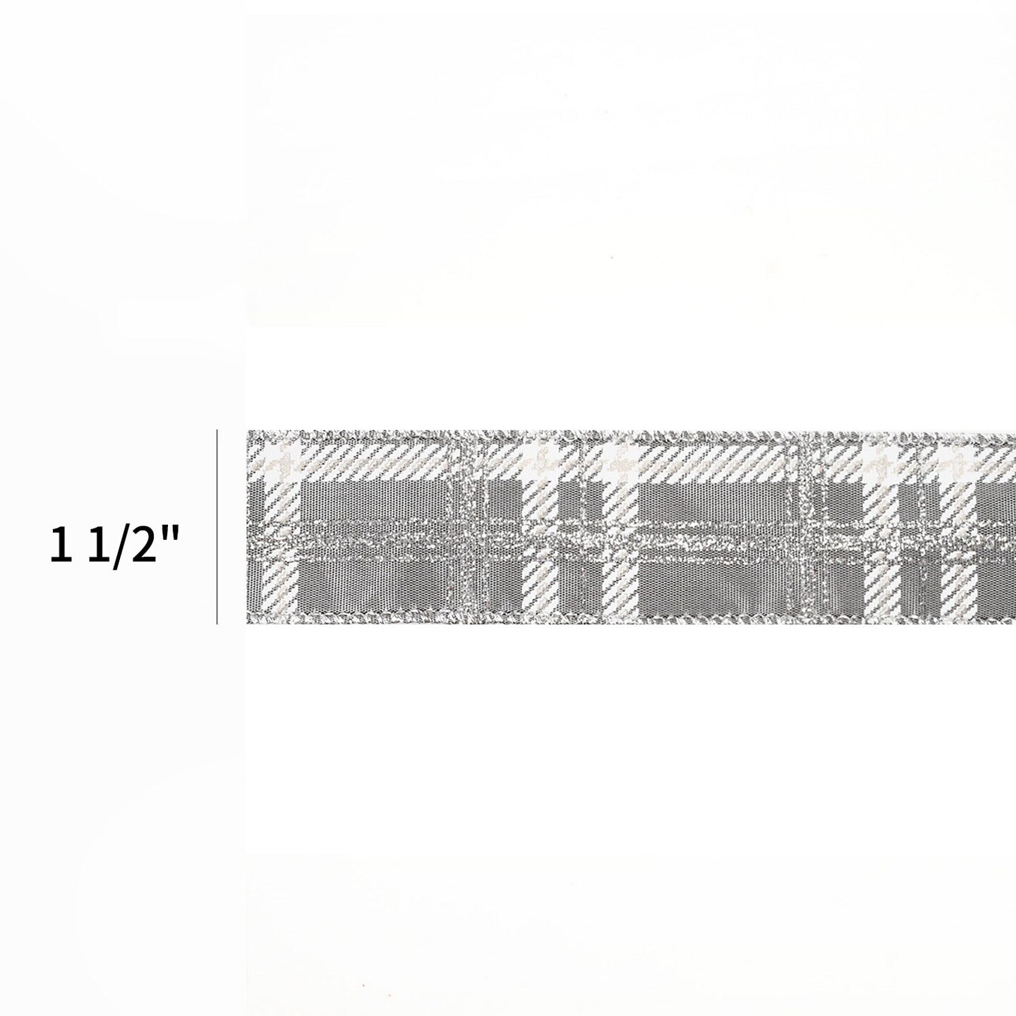 LaRibbons 1 1/2&#x22; Wired Ribbon | &#x22;Metallic Check&#x22; Grey/Multi | 10 Yard Roll
