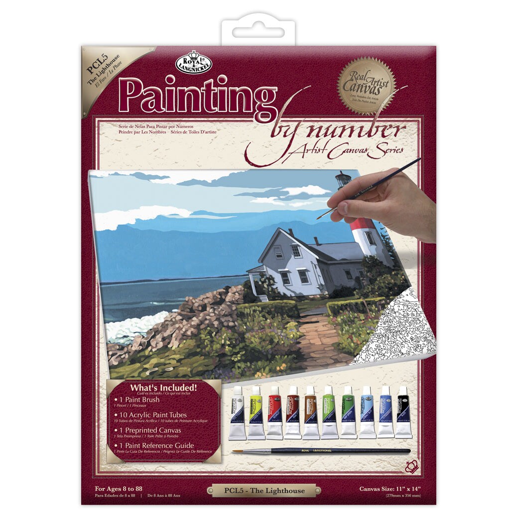 PCL5 | Painting by numbers&#x2122; 13pc 11&#x22; x 14&#x22; The Lighthouse Canvas Painting Project