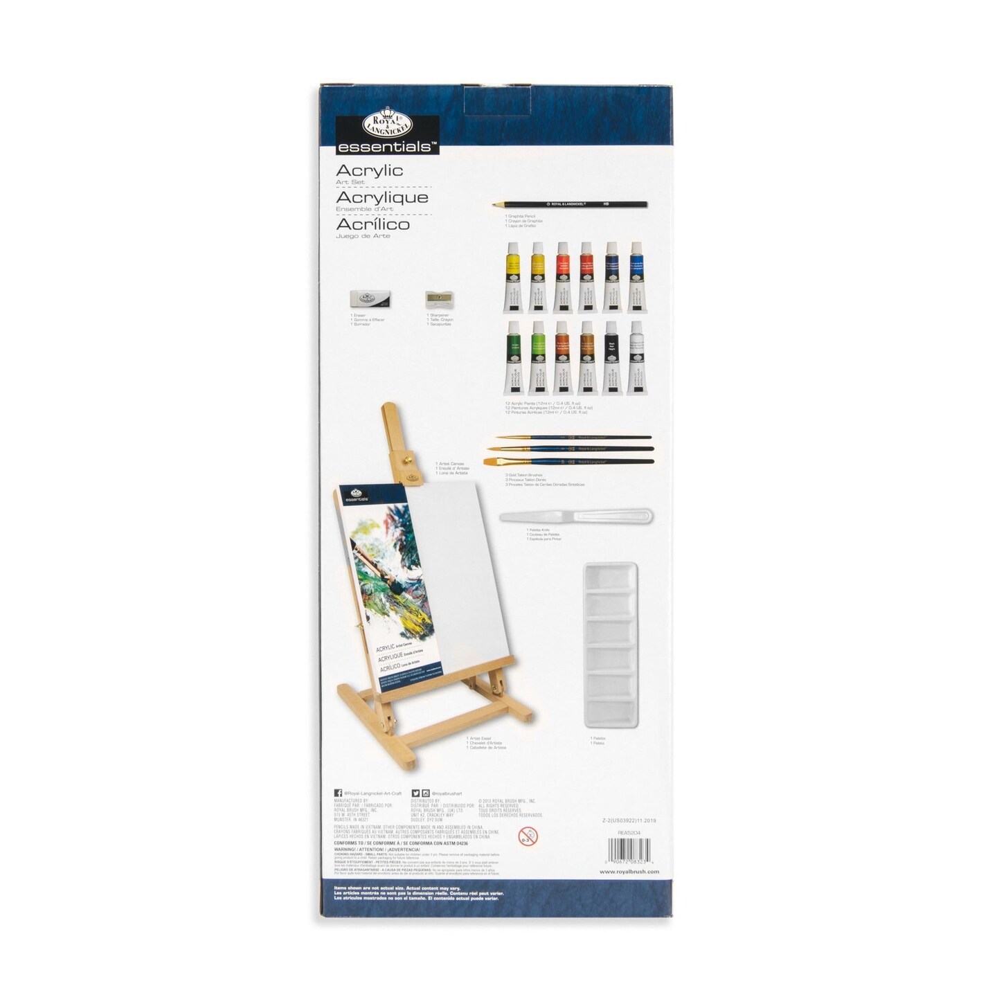 REA5204 | Acrylic Paint H-Frame Easel Art Set - 22pc