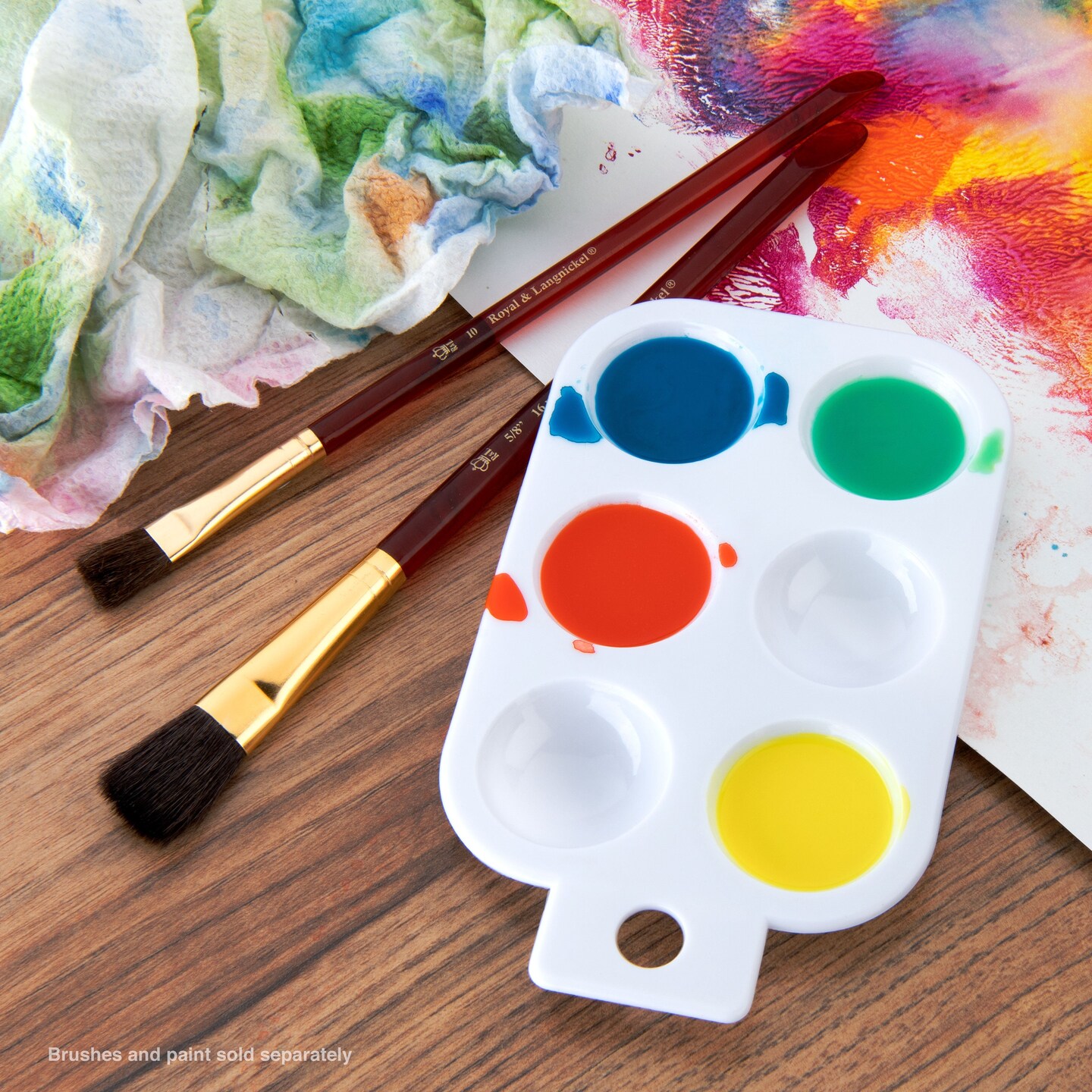 R6WELLP | Essentials&#x2122; Rectangular Plastic 6-Well Paint Palette