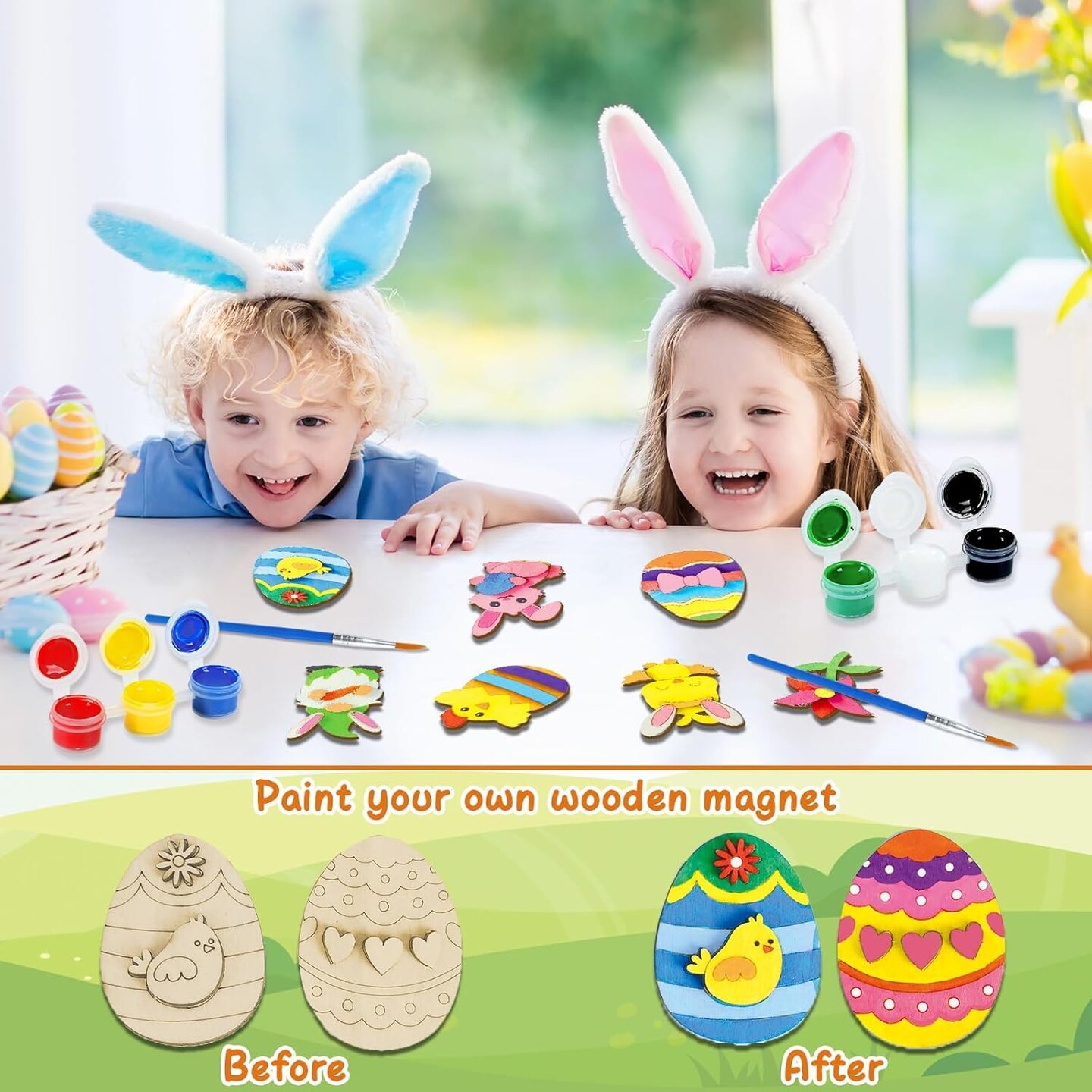 16 Sets Easter Spring Wooden Magnets