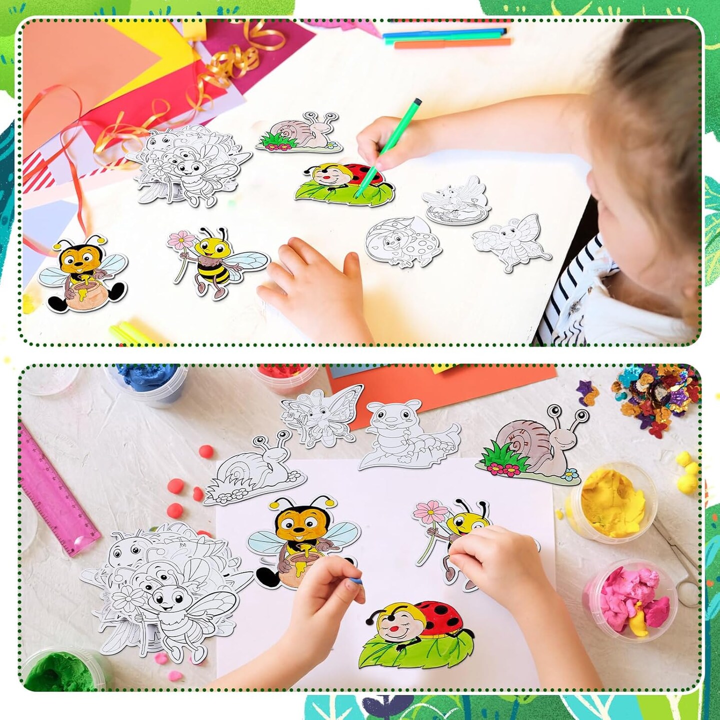 36 Pcs 18 Styles Spring Insect Magnets Crafts Color Your Own Bug Magnets DIY Spring Crafts Butterfly Ant Decoration for Home Refrigerator Car Decor Party Door Supplies