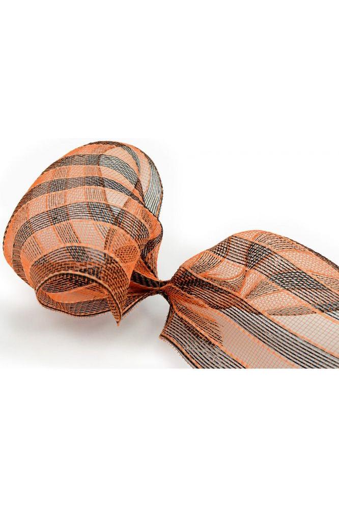 10&#x22; Poly Deco Mesh Ribbon: Orange and Black Stripes