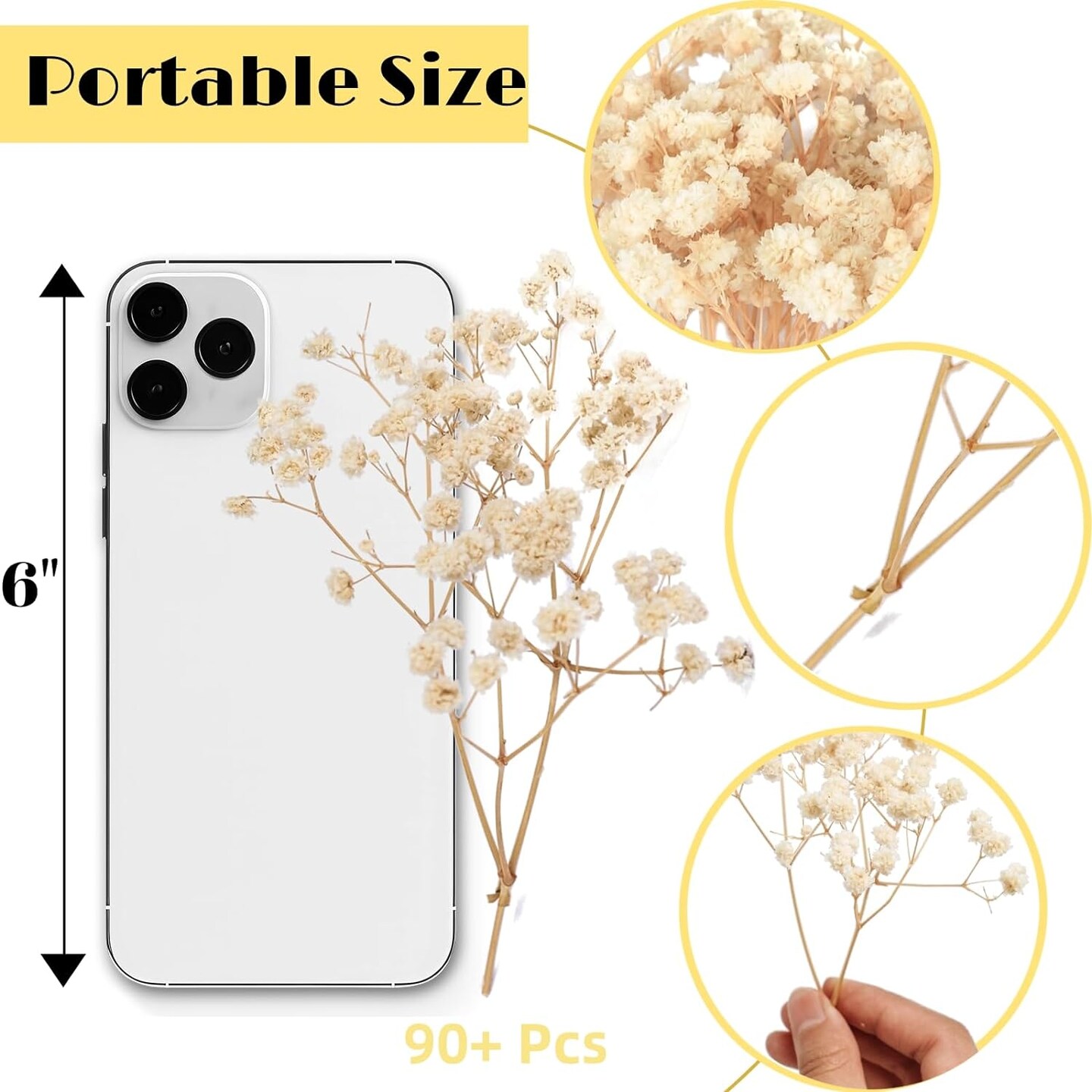4700+ Mini Dried Babys Breath Flowers, 90+Pcs Ivory White Baby Breath Flower Bulk, Dried Flowers for Crafts, Wedding Decor Boho Invitation, Resin Candle Making, Dry Babies Flowers, Rustic Gypsophila