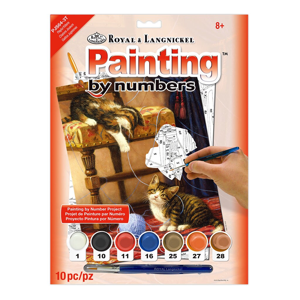 PJS64 | Painting by numbers™ 10pc 8.75" x 11.375" Playful Kittens Painting Project