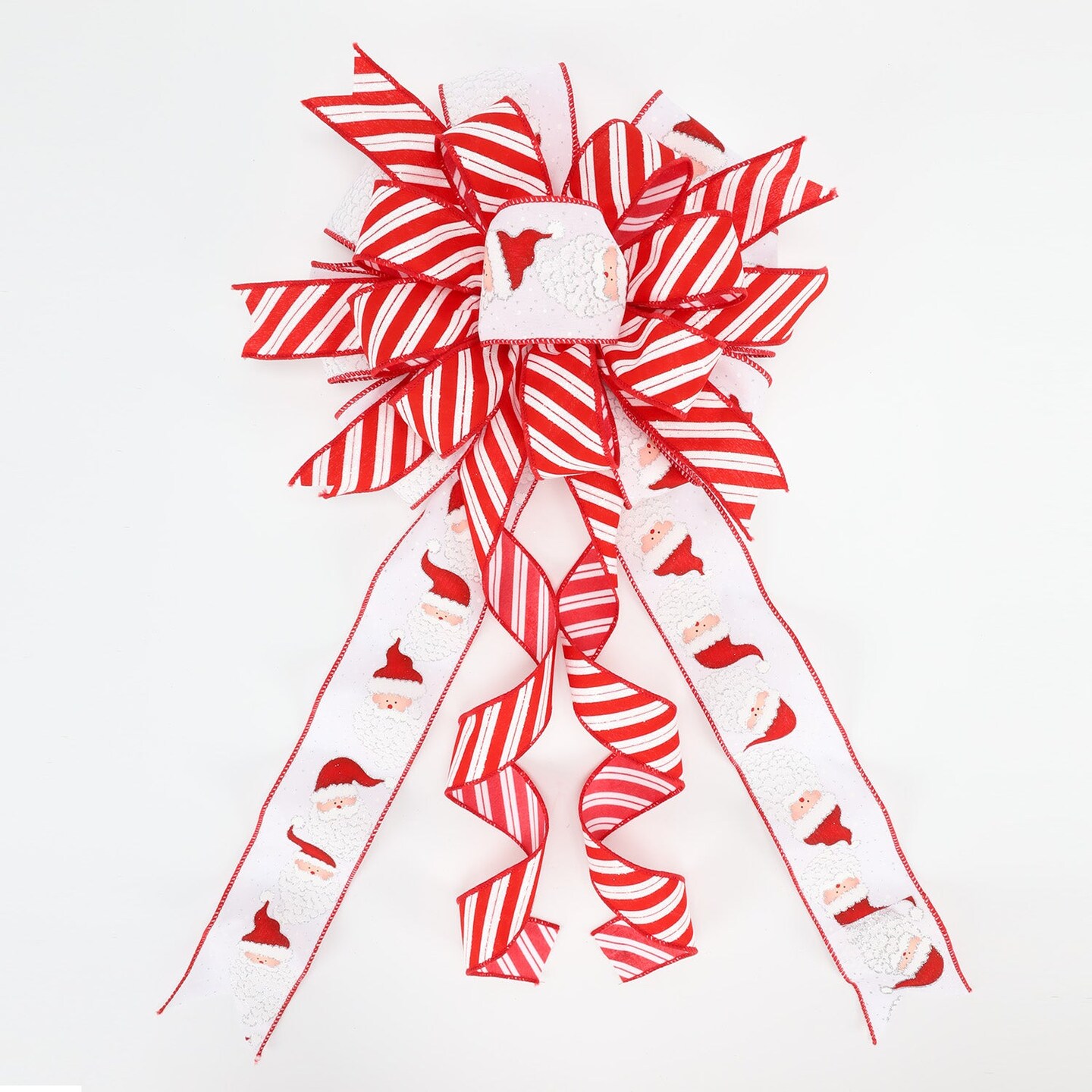 LaRibbons 1 1/2&#x22; Wired Ribbon | &#x22;Glitter Striped&#x22; White/Red | 10 Yard Roll