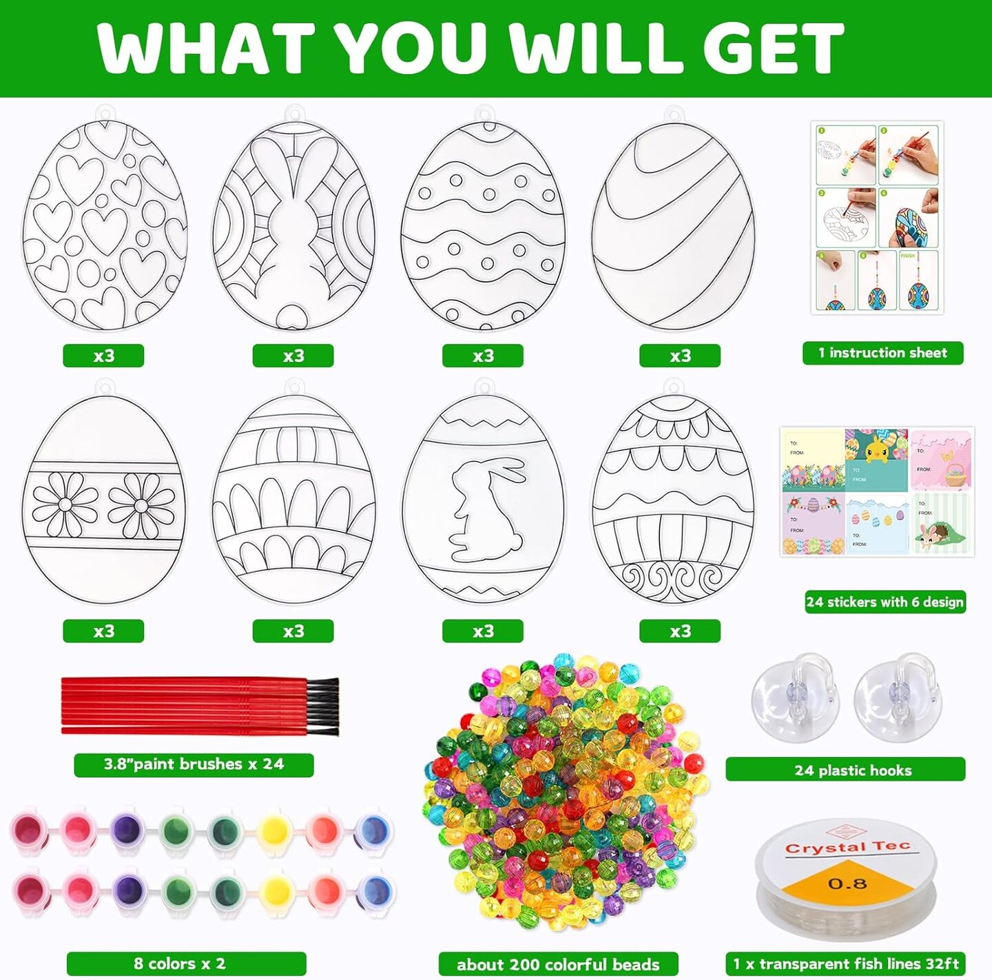 Spring Suncatchers Painting Crafts for Kids 24 Sets DIY Easter Window Painting Art Suncatchers Decorations Spring