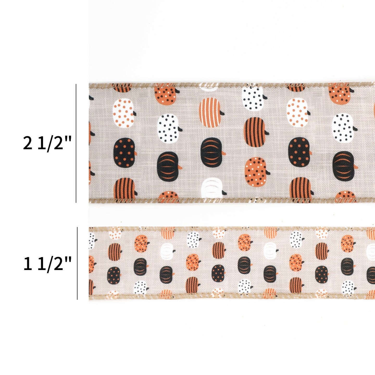 LaRibbons 1 1/2&#x22; Holiday Wired Ribbon | &#x22;Pumpkin&#x22; Natural/Brown/Multi | 10 Yard Roll