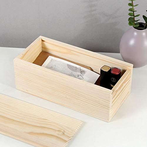 2 Pack Wood Box with Sliding Lid Unfinished Wood Storage Box Blank Natural Wood Box Case Container for Gift Jewelry Box, DIY Art Craft, Hobbies, Home Storage