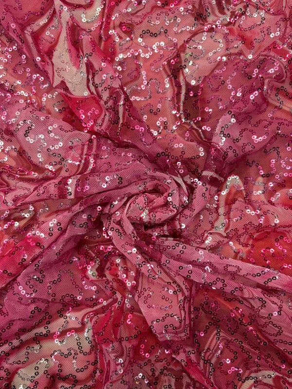 1 Yard Pink Marble Sequin Mesh Fabric Multipurpose