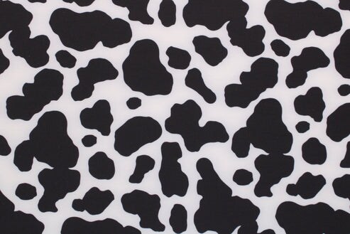 1 Yard Black And White Cow Print Spandex Fabric Four Way Stretch Apparel Material 58"/60" Width