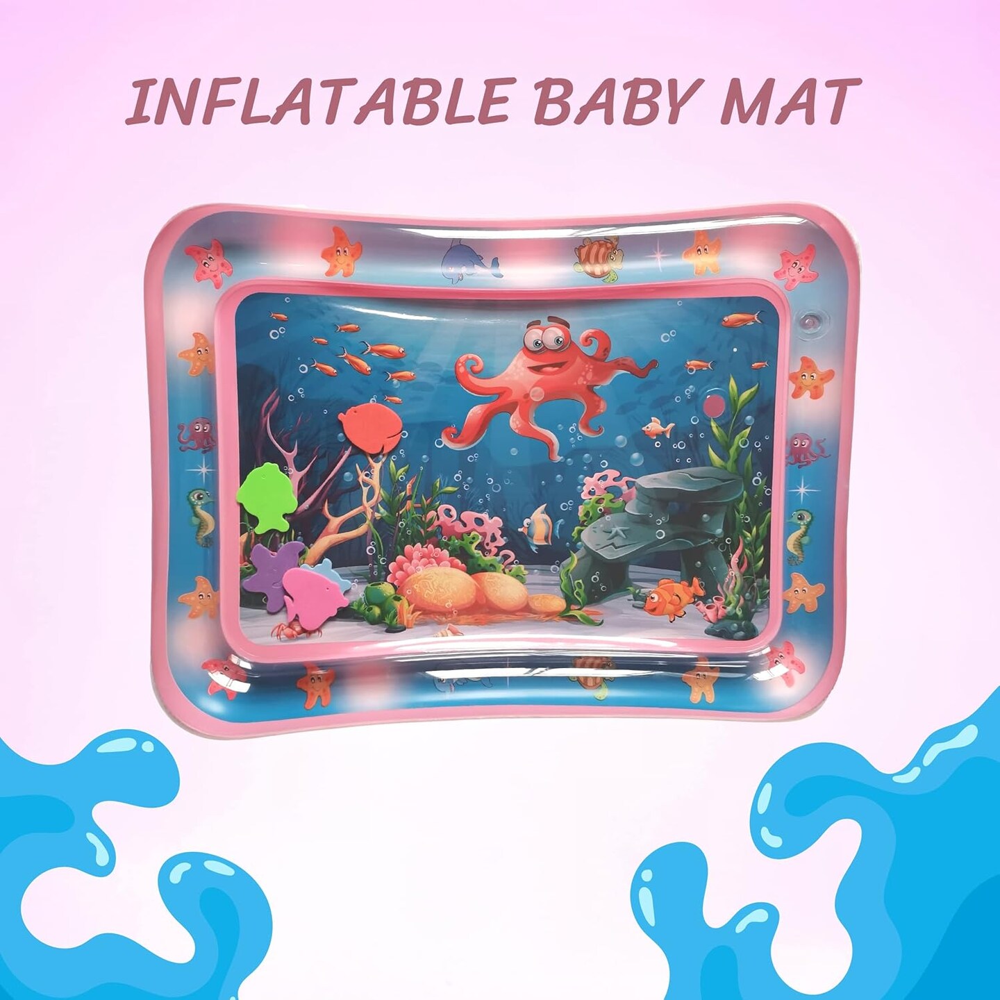 4E&#x27;s Novelty Water Mat for Babies - Inflatable Tummy Time Water Mat for Sensory Development, Baby Play Mat
