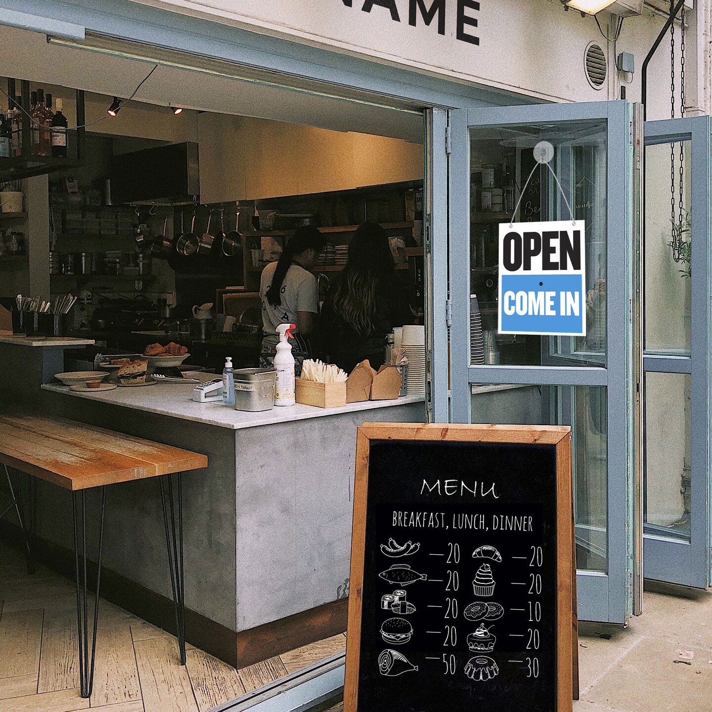 BAZIC Clock Sign "WILL RETURN" w/ "OPEN" sign on back 7.5" X 9"