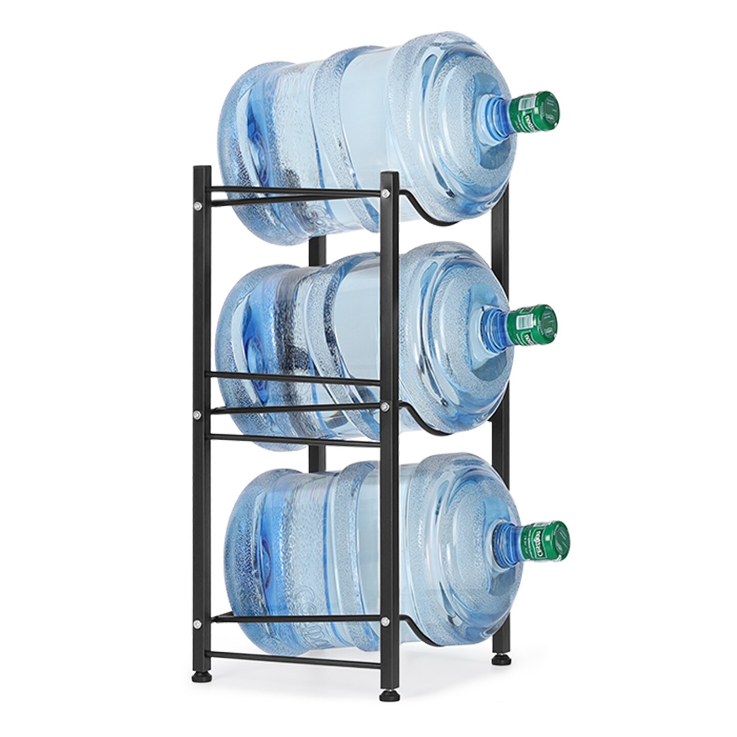 3-Tier Water Jug Rack, 5 Gallon Detachable Water Bottle Holder for Kitchen, Office, Home, Black