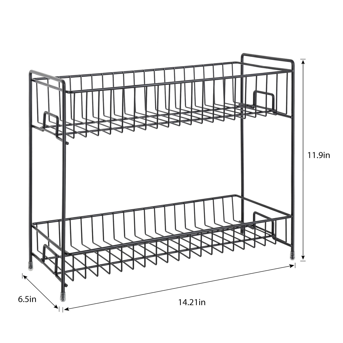 2 Tier Metal Spice Rack Freestanding Spice Storage Shelf, Black