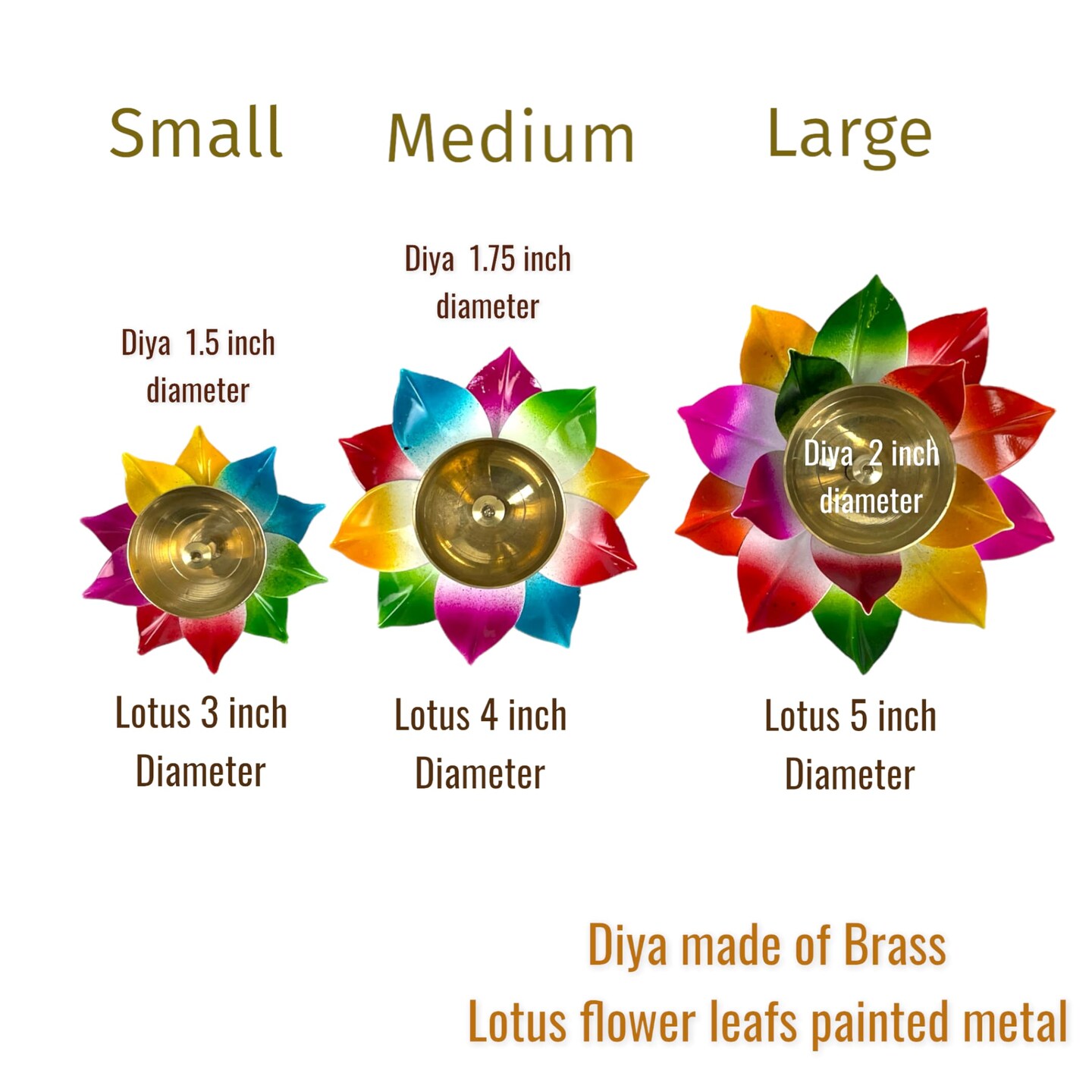 Multicolor Lotus Brass Diya &#x2013; Indian Craft Oil Lamp for Puja, Ideal Pooja Gift, Diwali Home Decoration, Mandir Temple Akhand Diya, Traditional Deepawali Return Gifts, Puja Articles