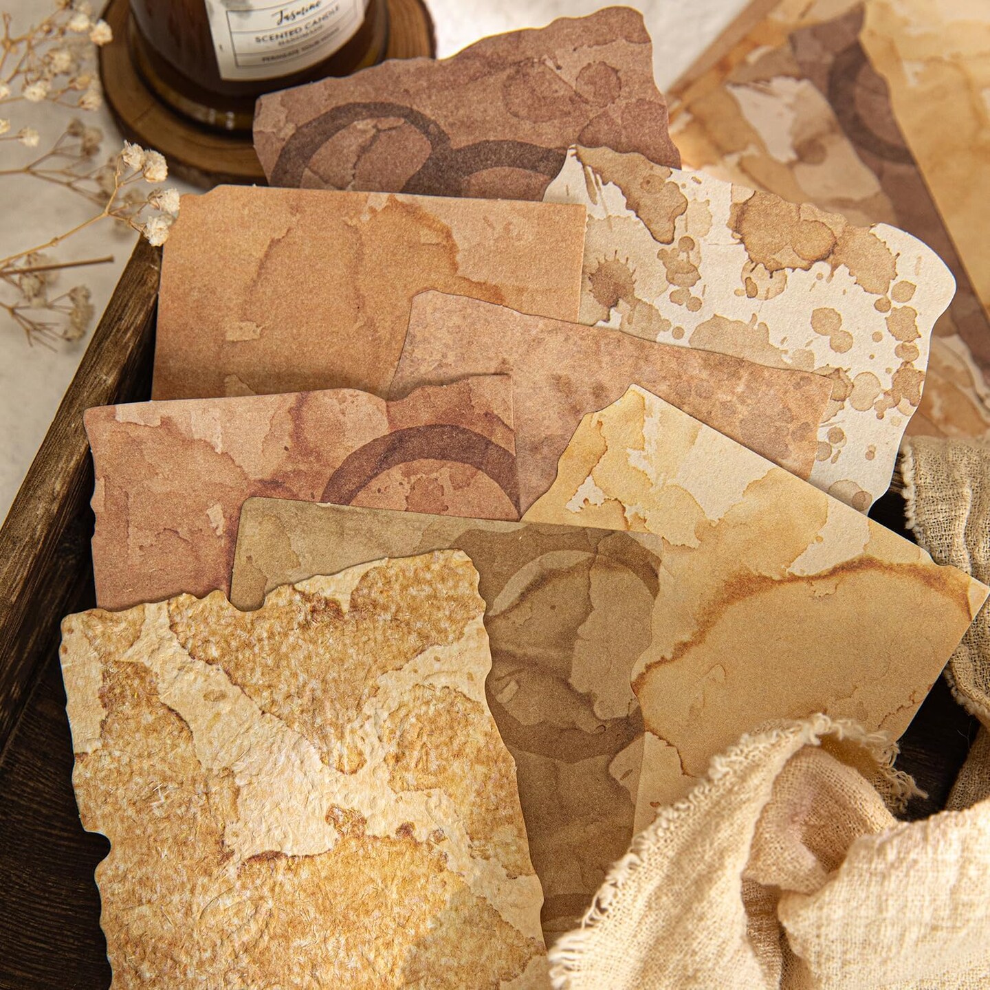 84 Sheets Small Textured Scrapbook Paper 2.4 x 3.2, 3.4 x 4.9 Inches