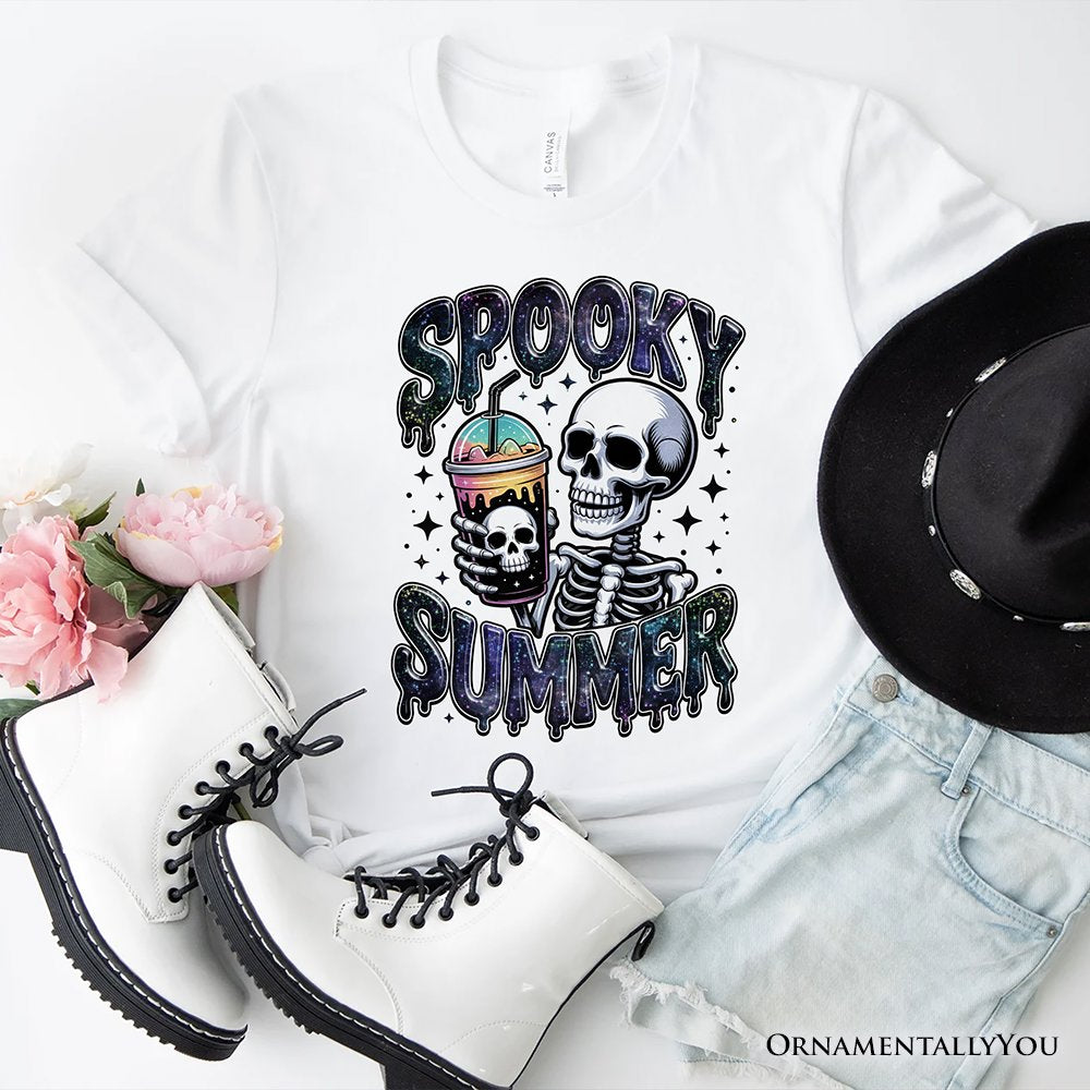 Spooky Summer Skeleton T-Shirt, Snarky Halloween Tee for Coffee and Horror Fanatics