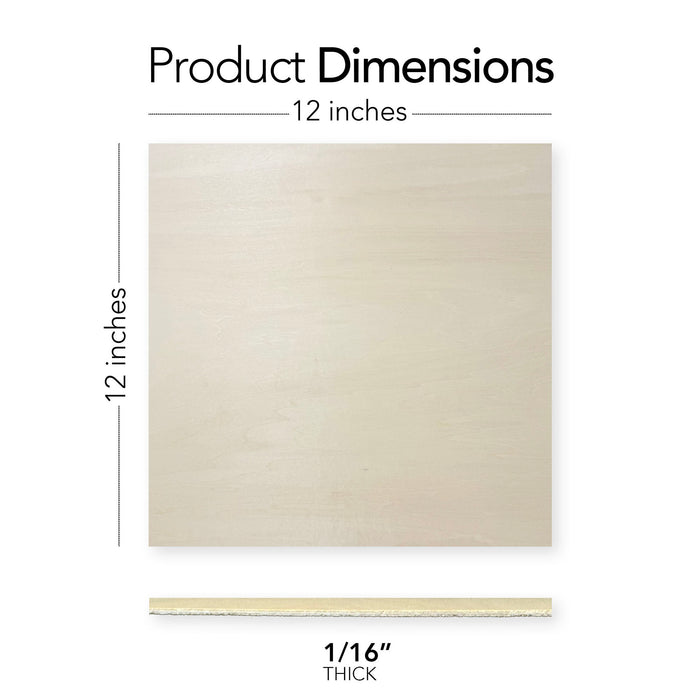 Basswood Plywood Sheets &#x2013; 12x18 or 12x12 Unfinished or Finished Wood Sheets for Crafts, Laser Cutting, DIY &#x2013; 10 Pack