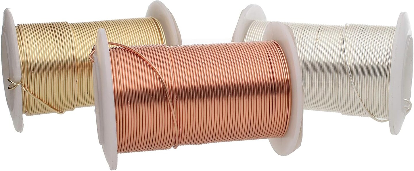 The Beadsmith Wire Elements 28-Gauge Lacquered Tarnish-Resistant Copper Wire for Jewelry Making, 4-40 Yard, 36.58 Meter Spools (Gold, Silver, &#x26; Copper Color)