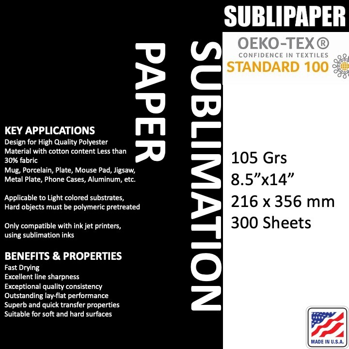 SUBLIPAPER Sublimation Paper - Heat Transfer Paper 8.5x11 inch Compatible with Inkjet Sublimation Printers 105g