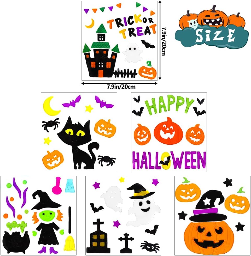 6pcs Halloween Gel Window Clings