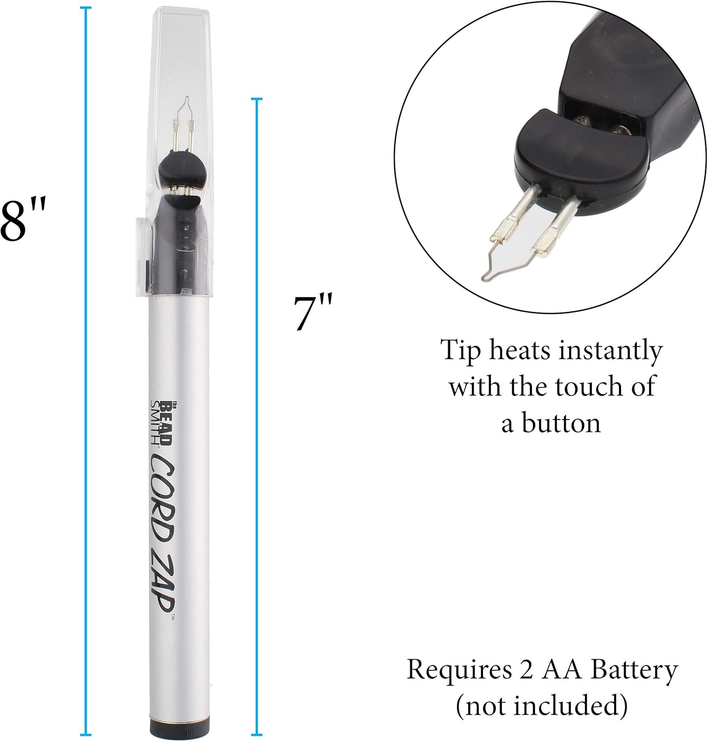The Beadsmith Cord Zap - 7-Inch Extra Strong Thread Burner for Heavier Cords - Trim, Burn and Melt Thread with one Touch, Ideal for Finishing Bead Weaving and stringing Projects