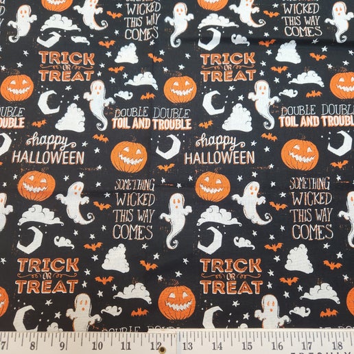 David Textiles 18&#x22; x 21&#x22; Cotton Halloween Fat Quarter - Halloween Toss Print