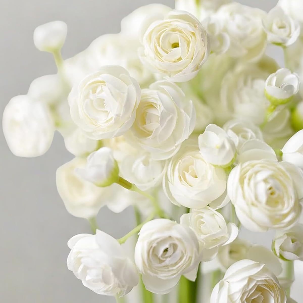 18-Piece White Artificial Ranunculus Flowers – Faux Silk Mini Flowers for DIY Bouquets, Wedding Centerpieces, Bridal Shower & Holiday Decorations