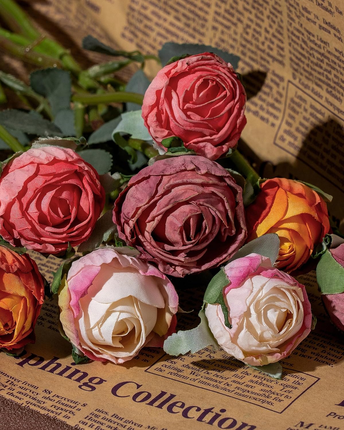 24-Piece Dusty Rose Artificial Silk Roses – Long Stem Faux Rose Bouquets for Wedding Centerpieces, Party Decorations & Home Arrangements