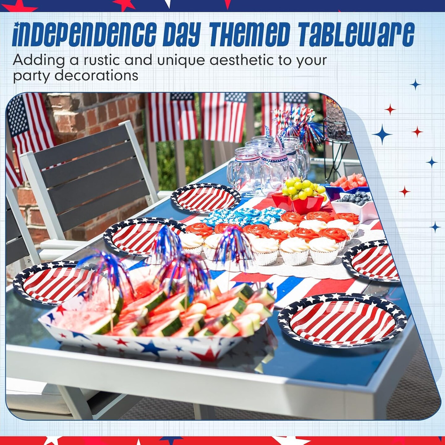 100 Pack 4th of July Paper Plates Patriotic Paper Plates American Flag for Patriotic Party, Independence Day Dessert Party Favors for Veterans Day Election Day