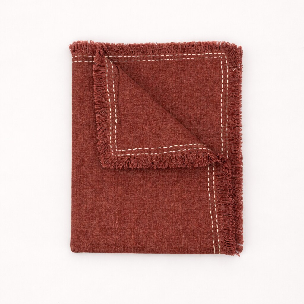 Stonewashed Linen Woven Throw Blanket | Fringe | 52” x 68” | Cozy Decorative Throw