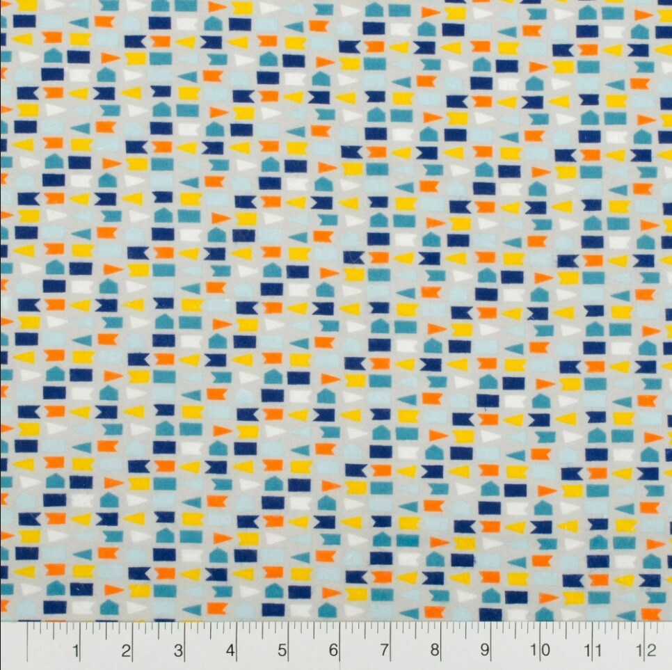 3 Flannel Fat Quarters Adventure Little Feet Boutique Blue White 18" x 21" Precut Baby