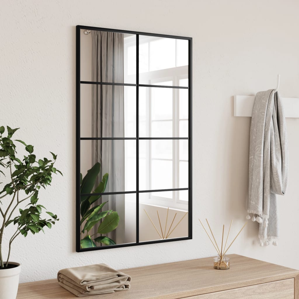 vidaXL Wall Mirror Black 19.7&#x22;x31.5&#x22; Rectangle Iron