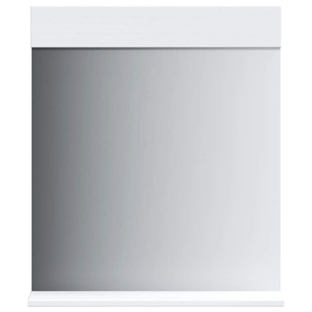 vidaXL Bathroom Mirror with Shelf BERG White 23.6&#x22;x4.7&#x22;x27.6&#x22; Solid Wood