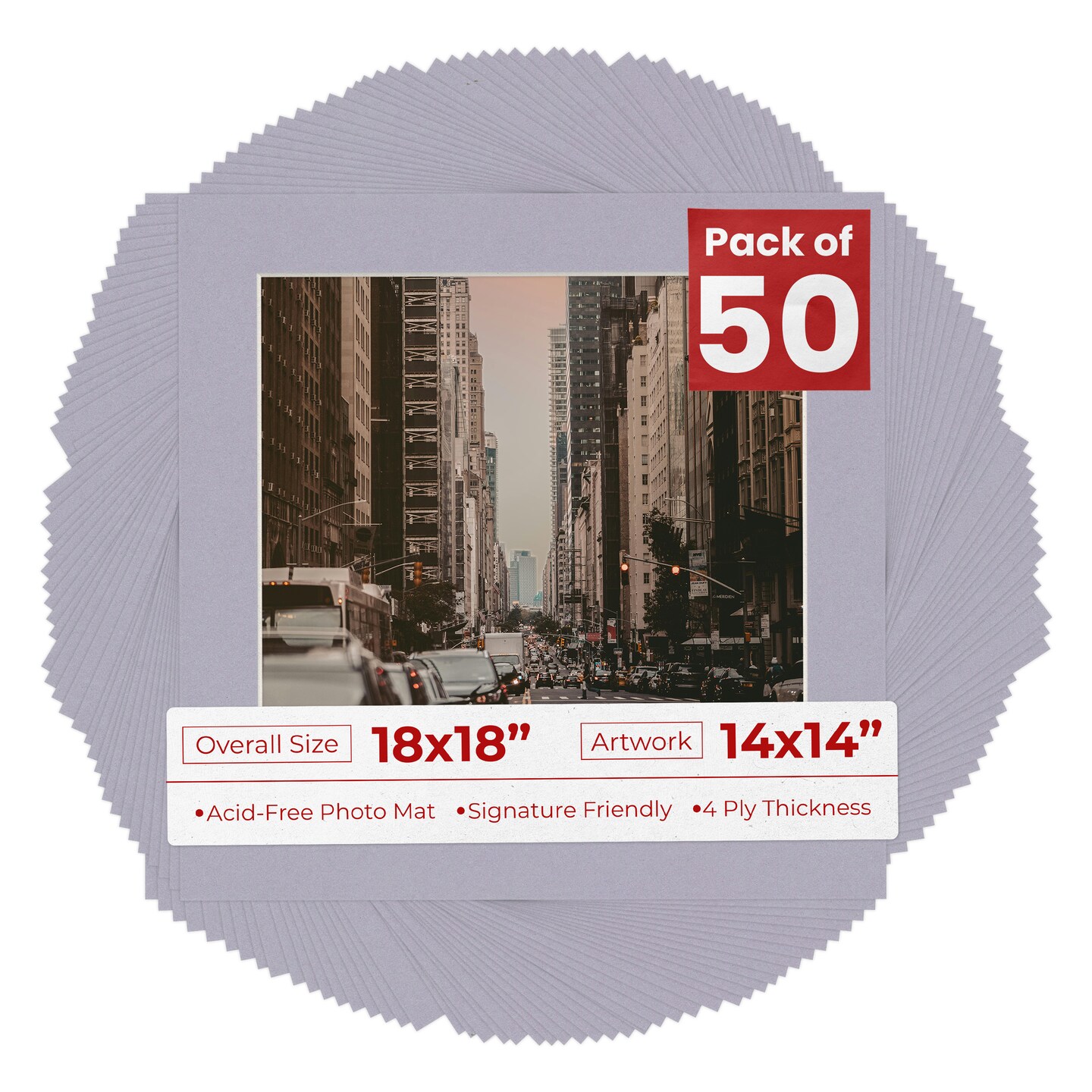 Blue Stone Mat Board for 18x18 Frames - Fits 14x14 Photos, Color: Blue ...