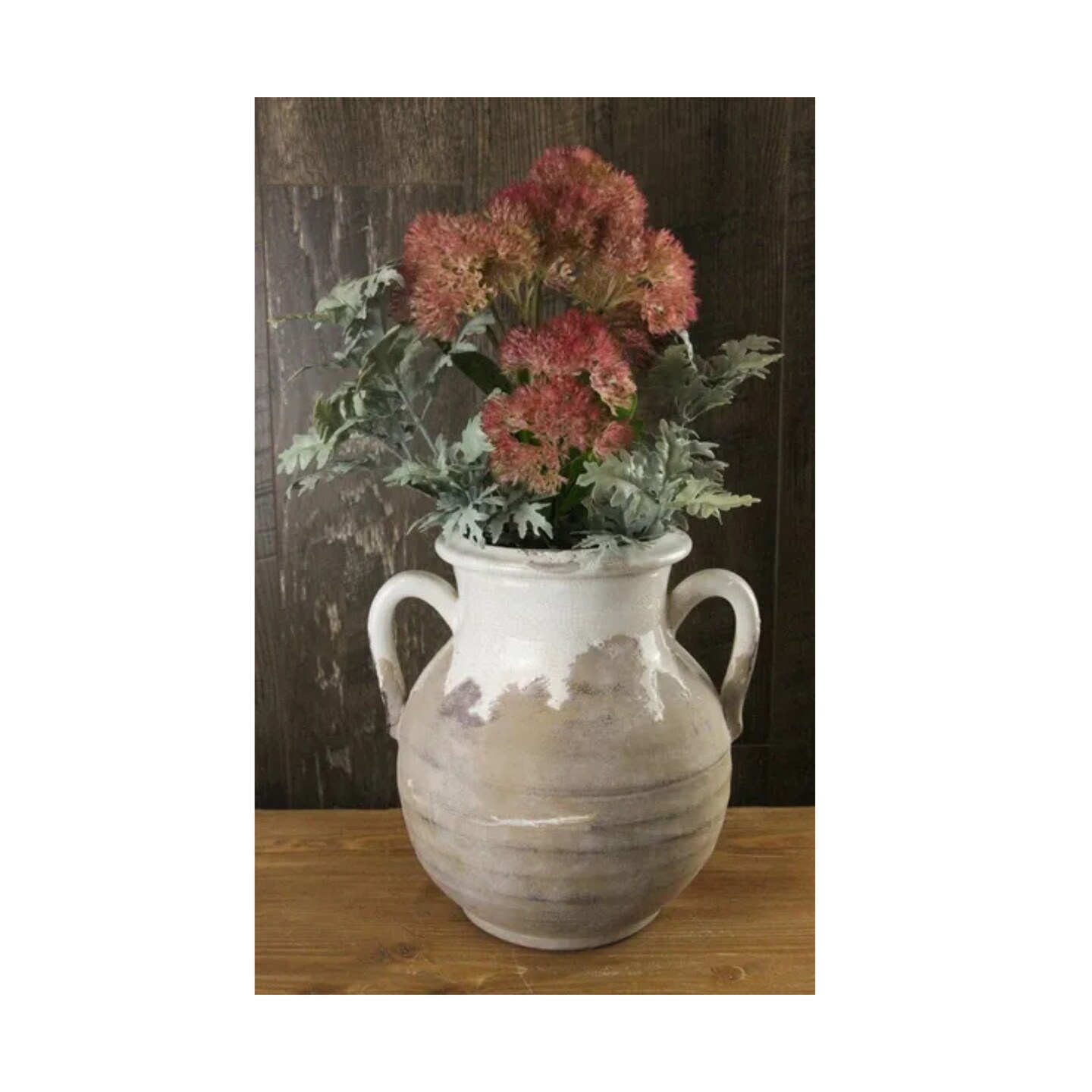 Hand Thrown Ceramic Vase with Crackle Glaze Farmhouse Decor-CB503827