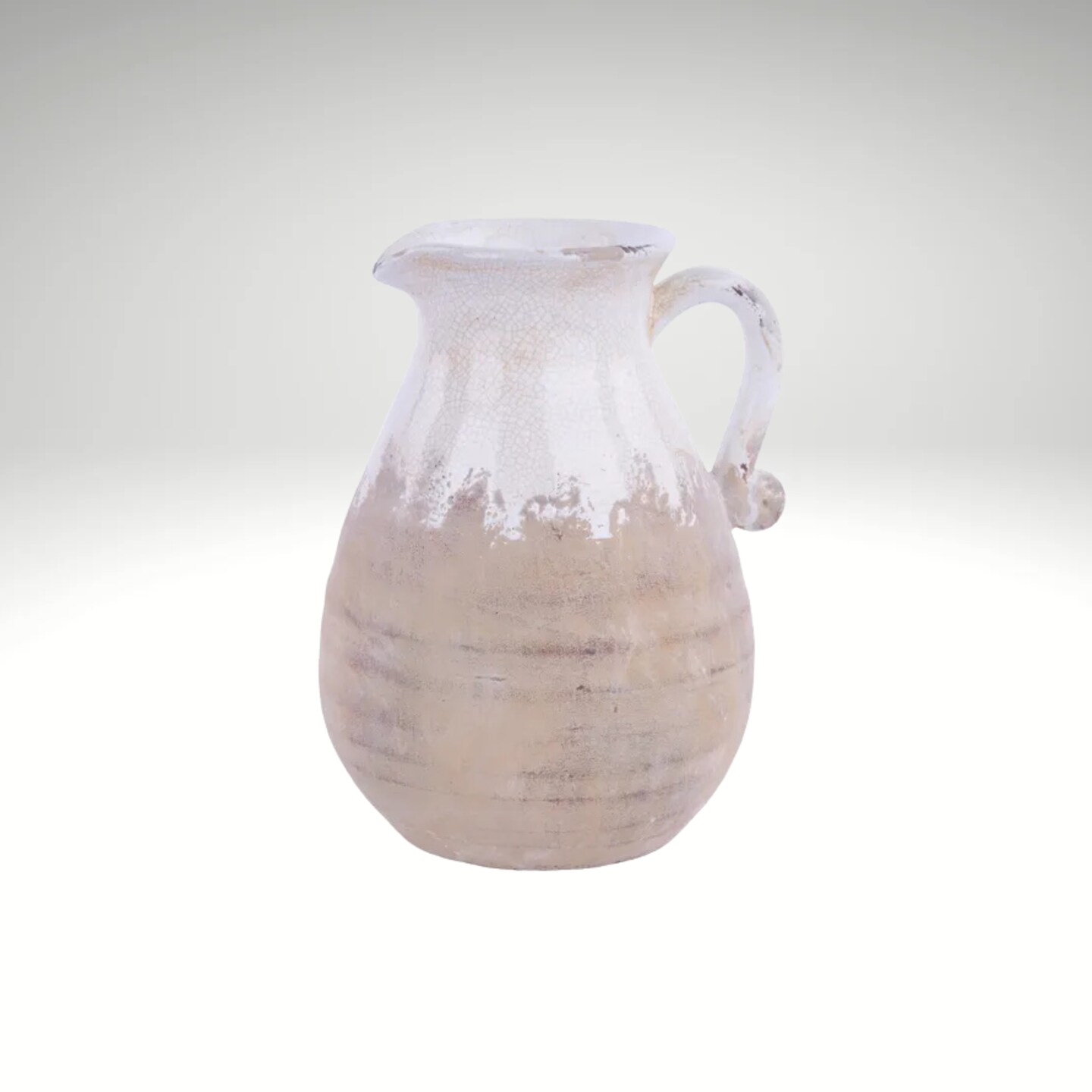 Hand Thrown Ceramic Pitcher Vase Farmhouse Decor Accent-CB504327