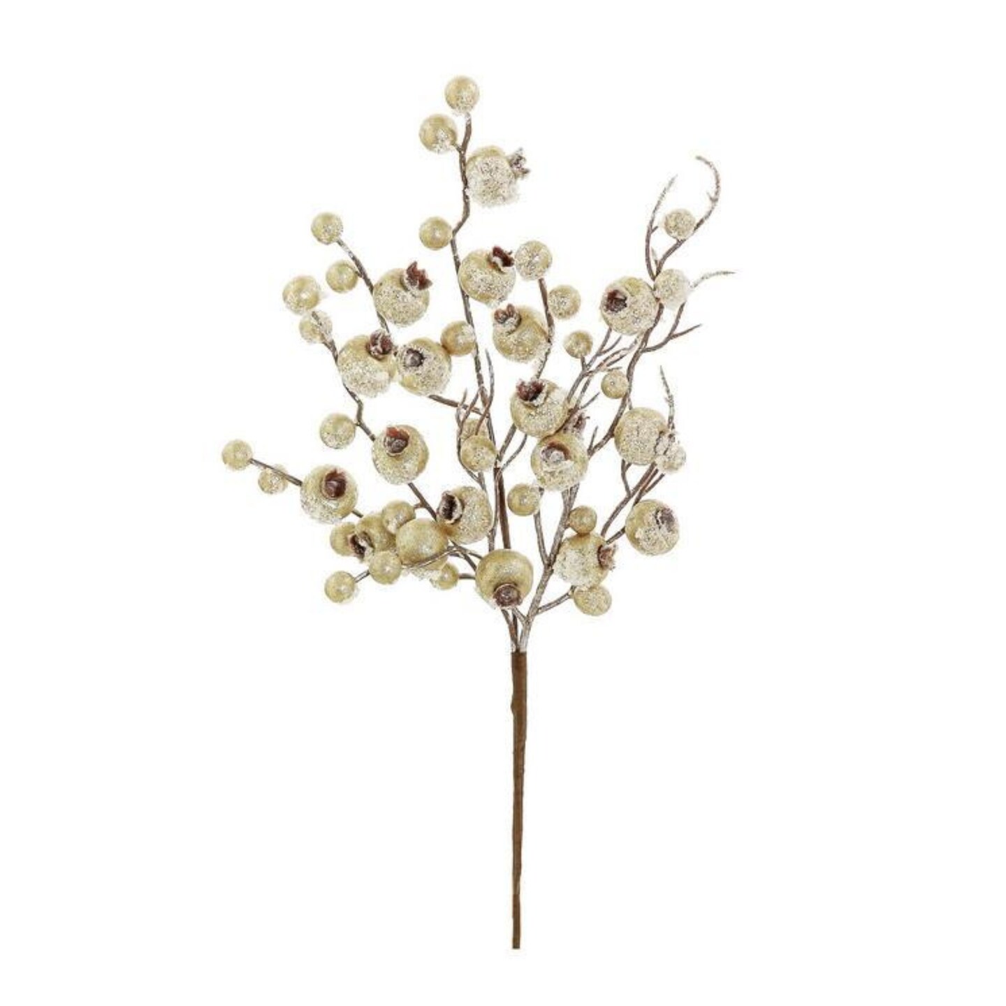 15'' Frosty Metallic Crabapple Pick - Gold Holiday Floral Accent -XS534-GO