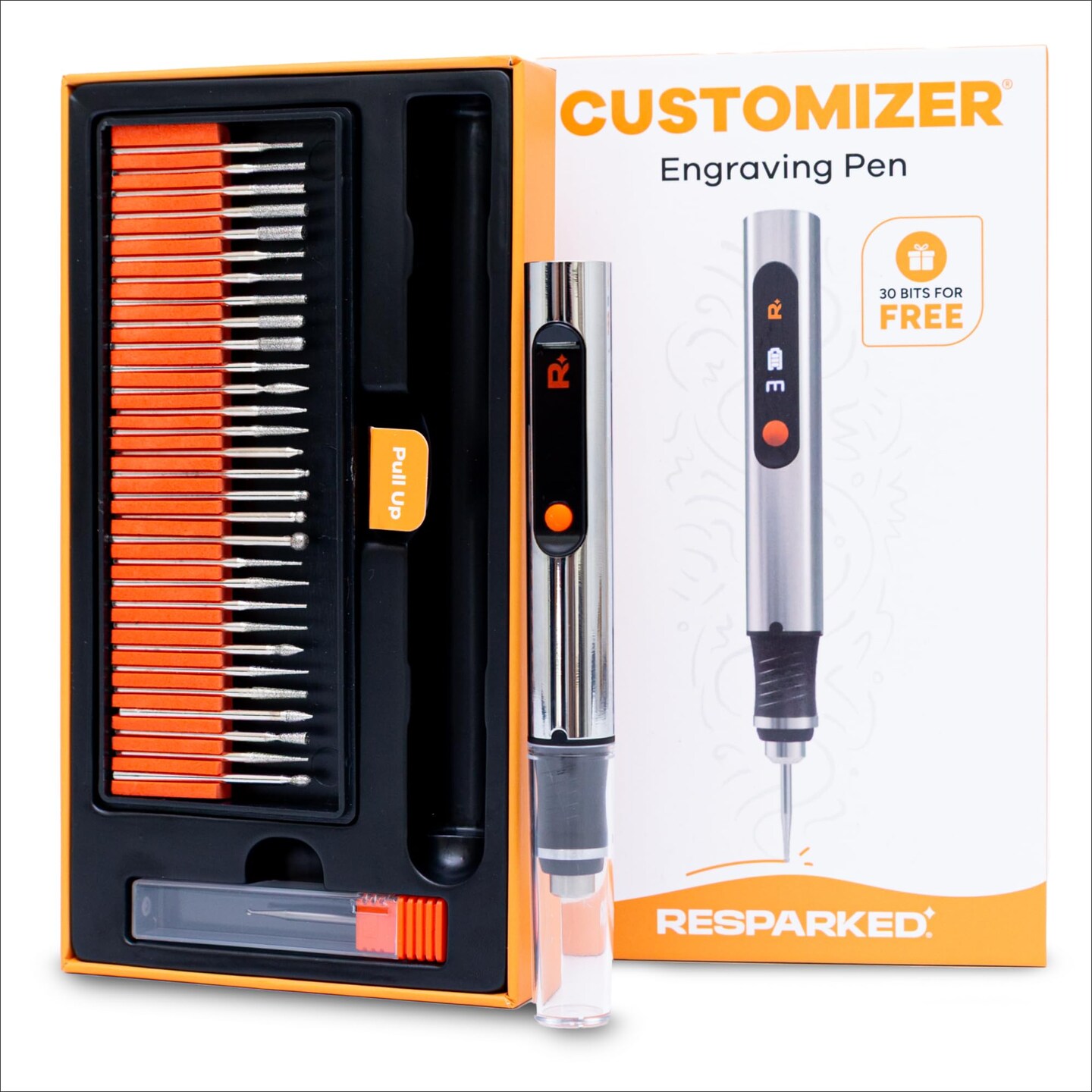 Resparked; Customizer Engraving Pen by Resparked (Formerly Culiau): Ultimate Cordless Portable Tool for Artists & DIYers - Engrave 50+ Surfaces - Beginner Friendly - Rechargeable - Free 30 Bits & Mastery Guide; Category:Tools & Accessories; Image:1