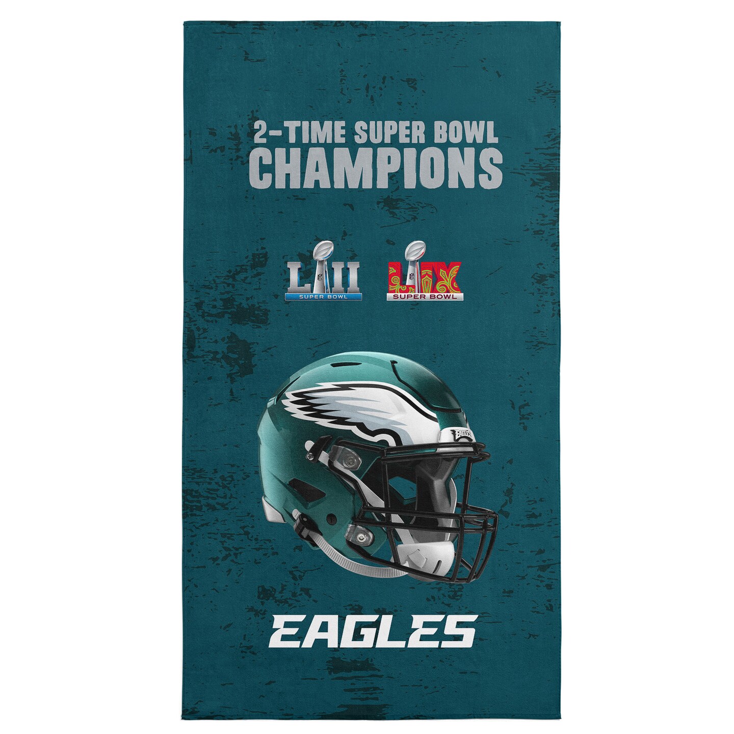 NFL Philadelphia Eagles 2025 Super Bowl LIX Multi Champ Unstoppable Beach Towel 30X60 Inches