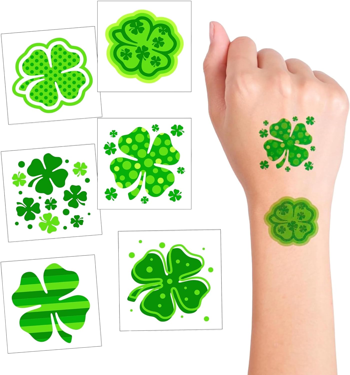 4E's Novelty 72 Pack Shamrock Tattoos Pre-Cut St. Patrick's Day Party Favors for Kids Bulk Gifts Accessories