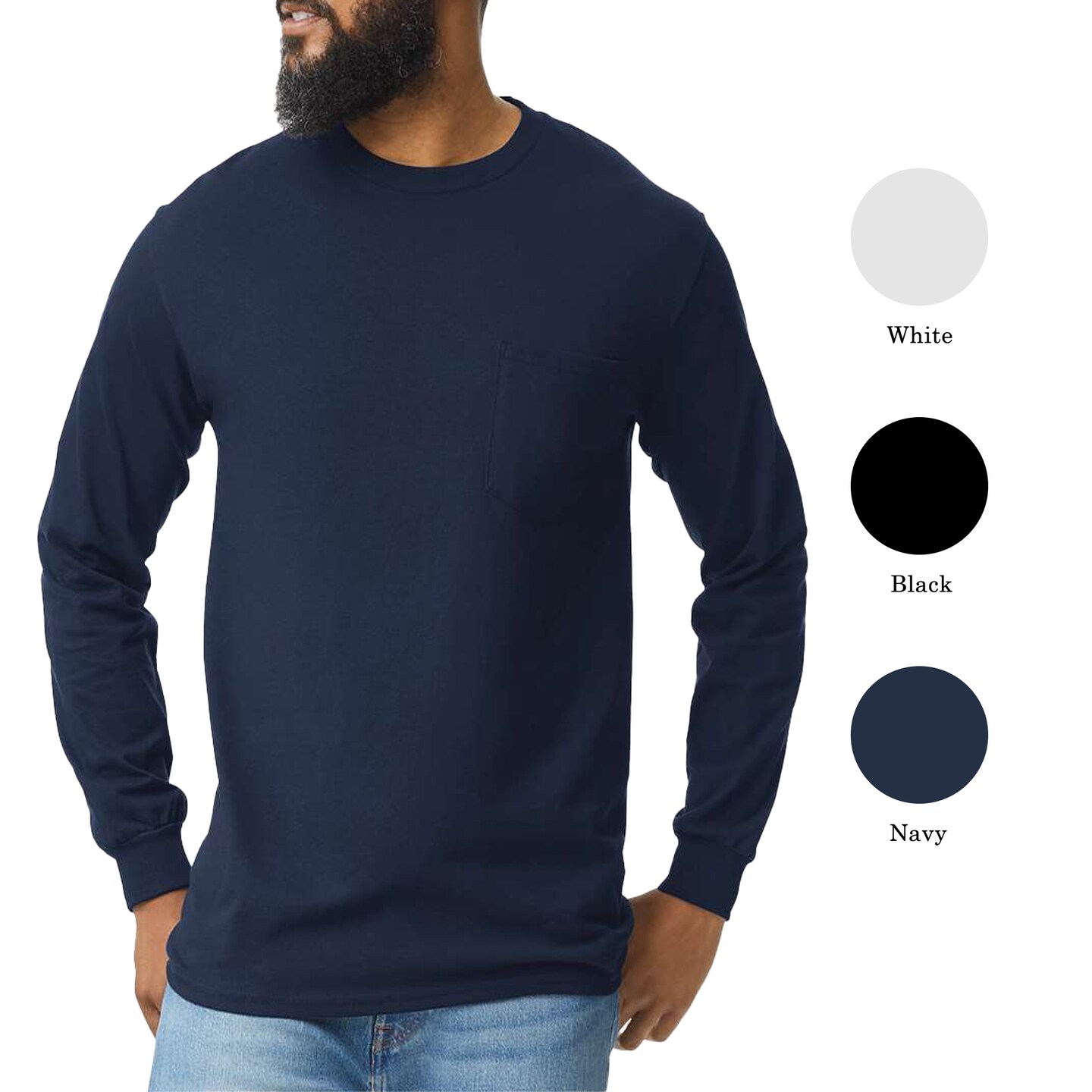 Gildan Ultra Cotton Long Sleeve Pocket T-Shirt, Durable Adult Pullover