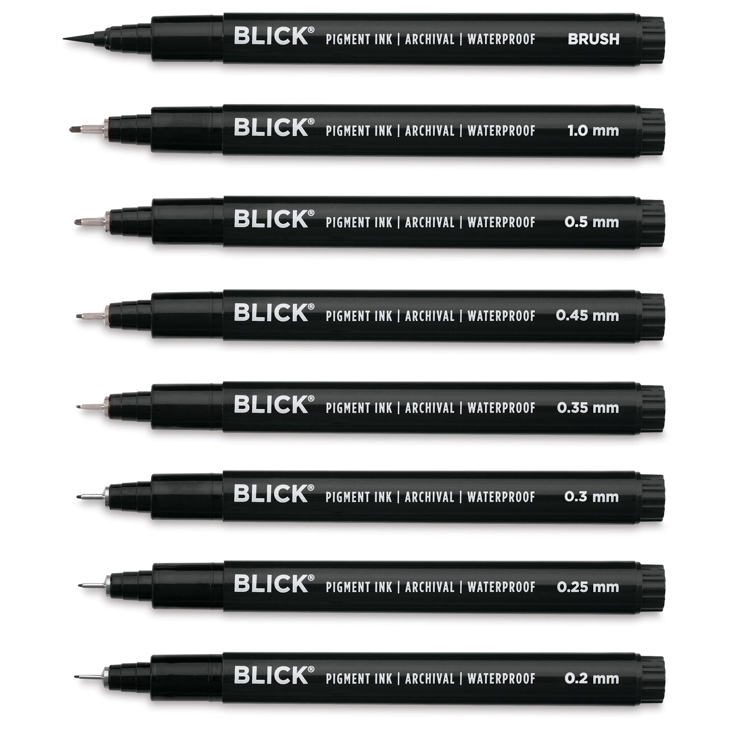 Blick Studio Pigment Liners - Black, Set of 8, Assorted