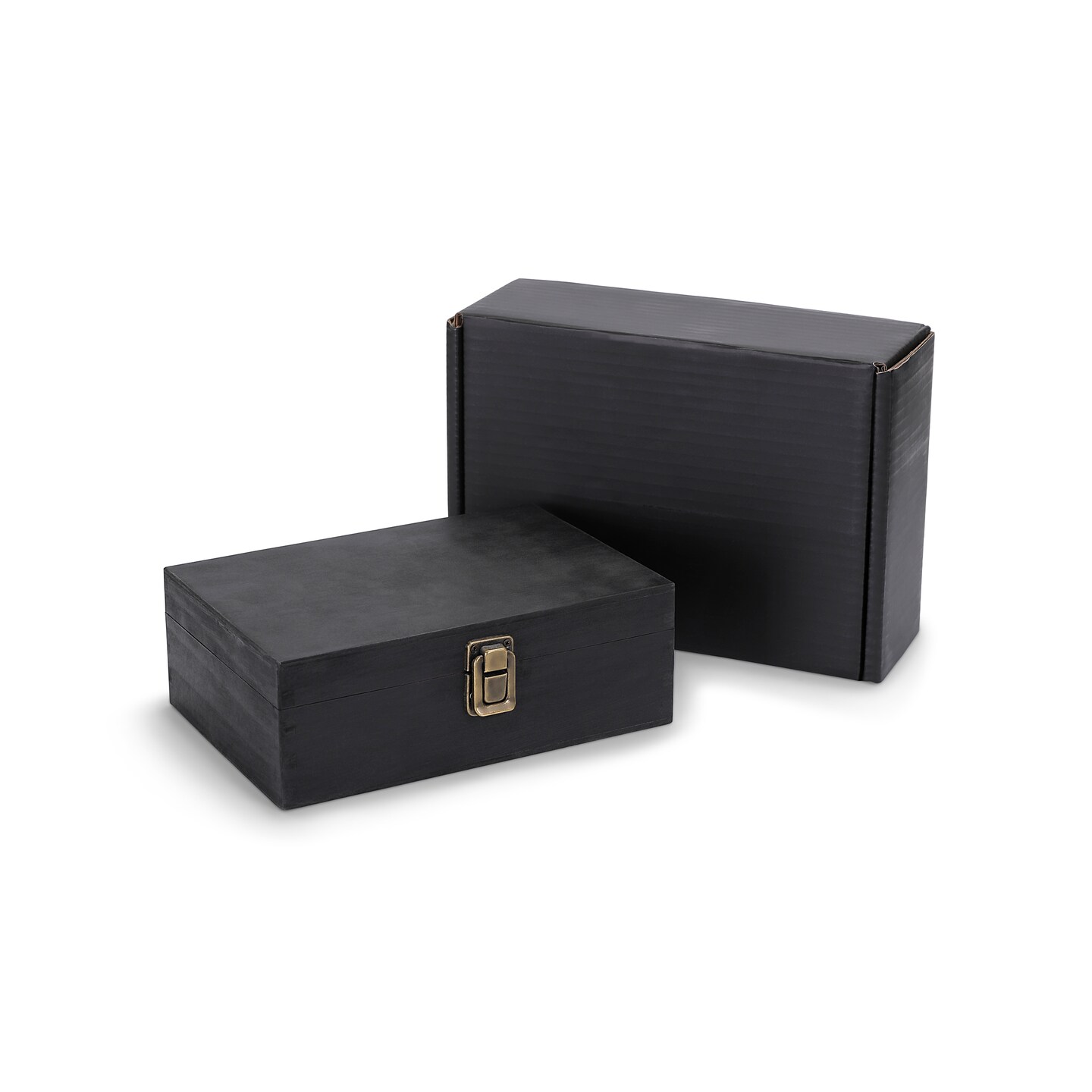 Makerflo Large Pine Wood Memory Box with Black Felt Inside and Hinged with Clasp of Front, Keepsake Wooden Box Ideal for Craft and Personalization (Laser Engraving, Epoxy, UV DTF, and Vinyl)