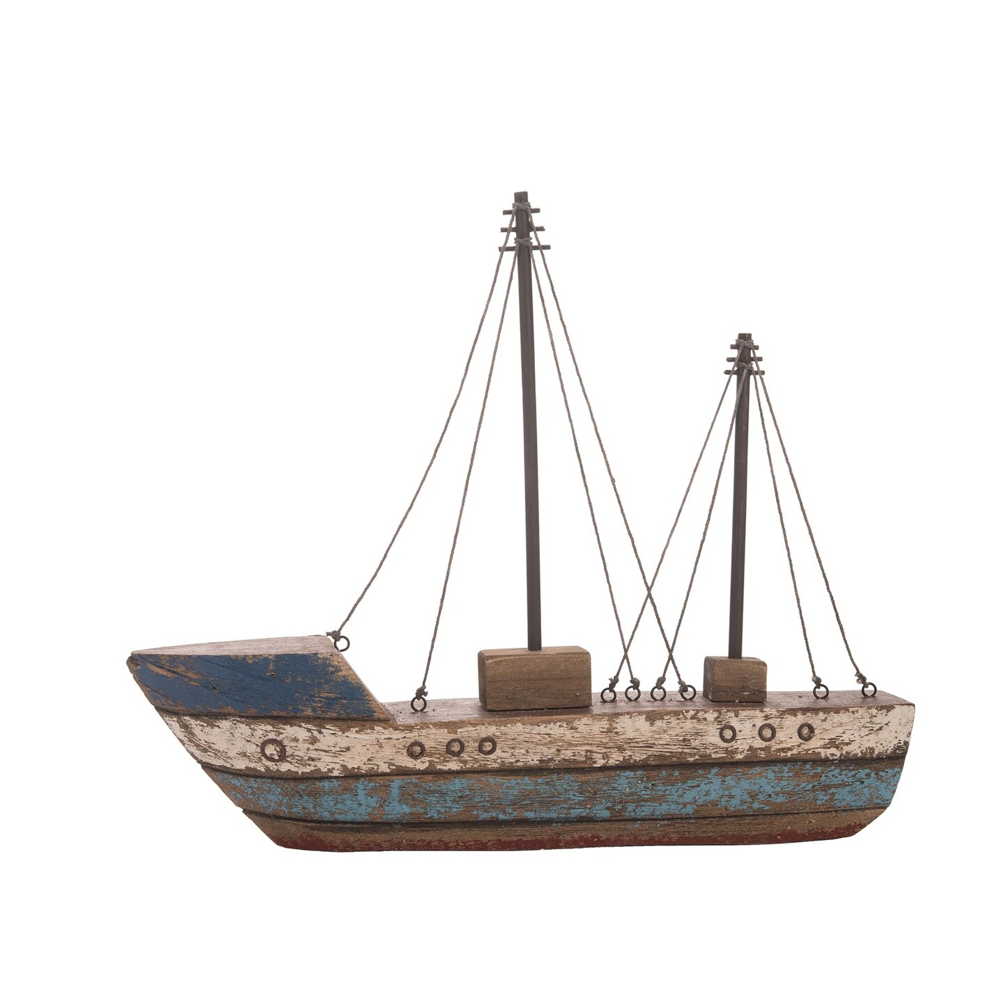 17.3&#x22; Wood Seaside Vllg Fishing Trawler