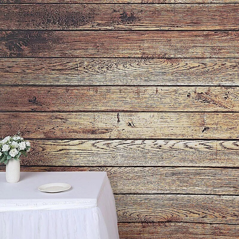 8 ft Brown Vinyl Photography Background Vintage Wood Printed BACKDROP Events