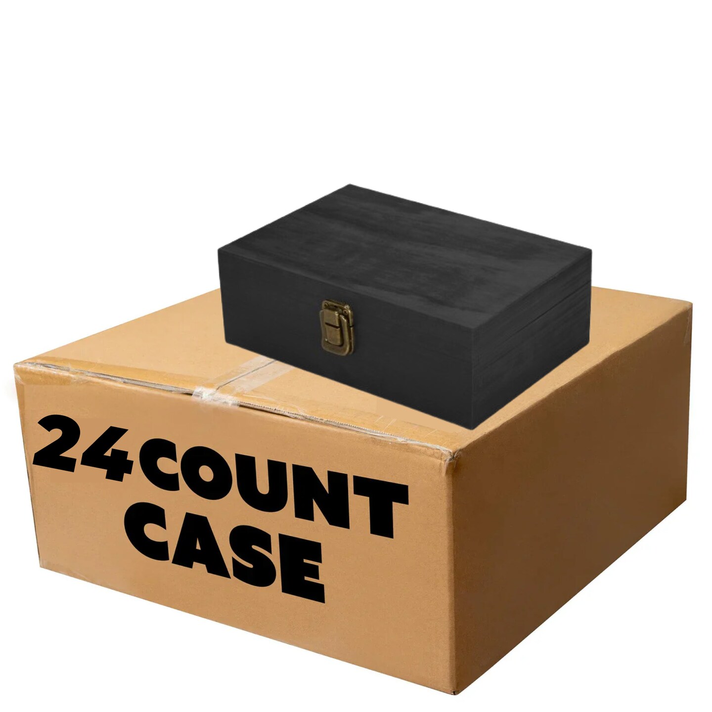 Makerflo Medium Pine Wood Memory Box with Black Felt Inside and Hinged with Clasp of Front, Keepsake Wooden Box Ideal for Craft and Personalization (Laser Engraving, Epoxy, UV DTF, and Vinyl)