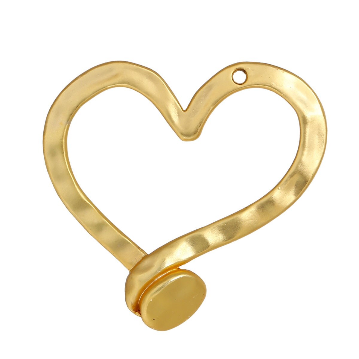 49x48mm Matte Gold Hammered Heart Pendant