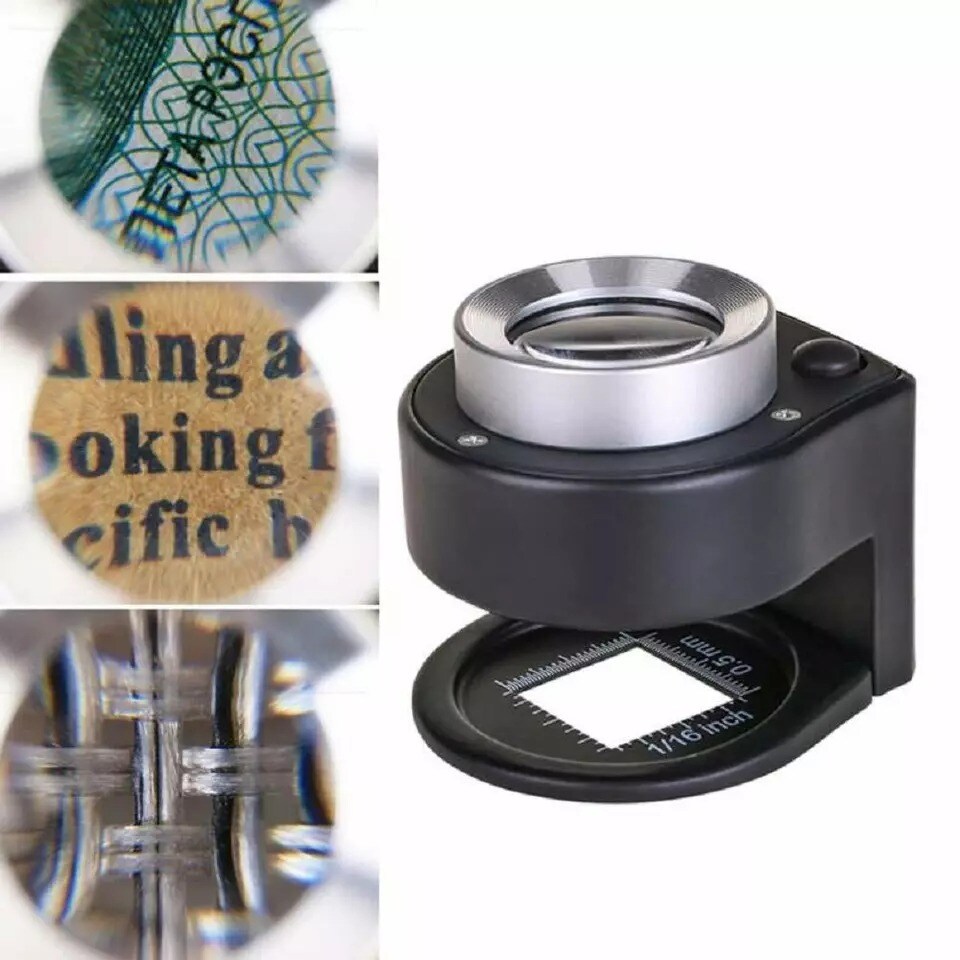 30X Loupe Magnifier with 6 Light Desktop Portable Metal Magnifier Folding Scale